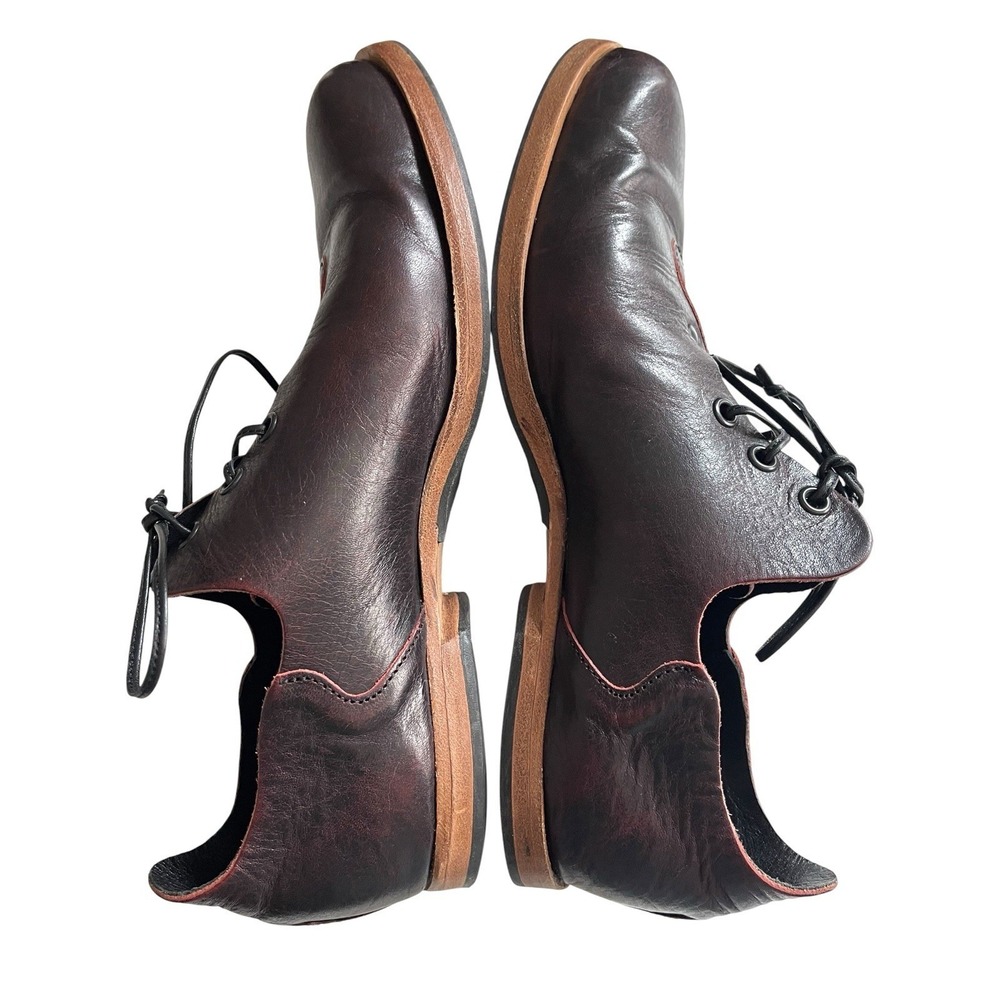 CYDWOQ Otter Lace Up Oxfords Shoes Burgundy Leather Handmade Sz 39 Dark Academia - Picture 6 of 9